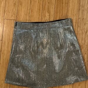 H&M silver high waisted skirt! Fitted with a bit of flare